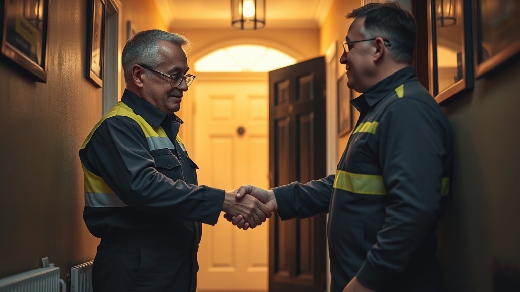 Engineer shaking hands with a Norwood homeowner after locating their leak
